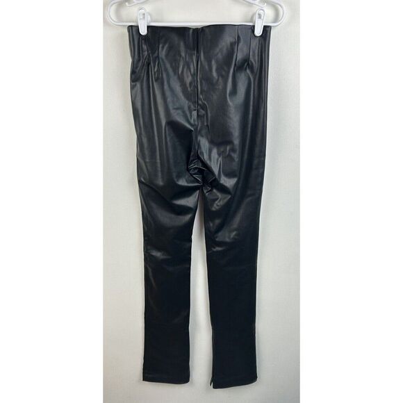 Zara Black Faux Leather High Rise Extra Long Leggings Size M Bloggers Favorite - Picture 5 of 7